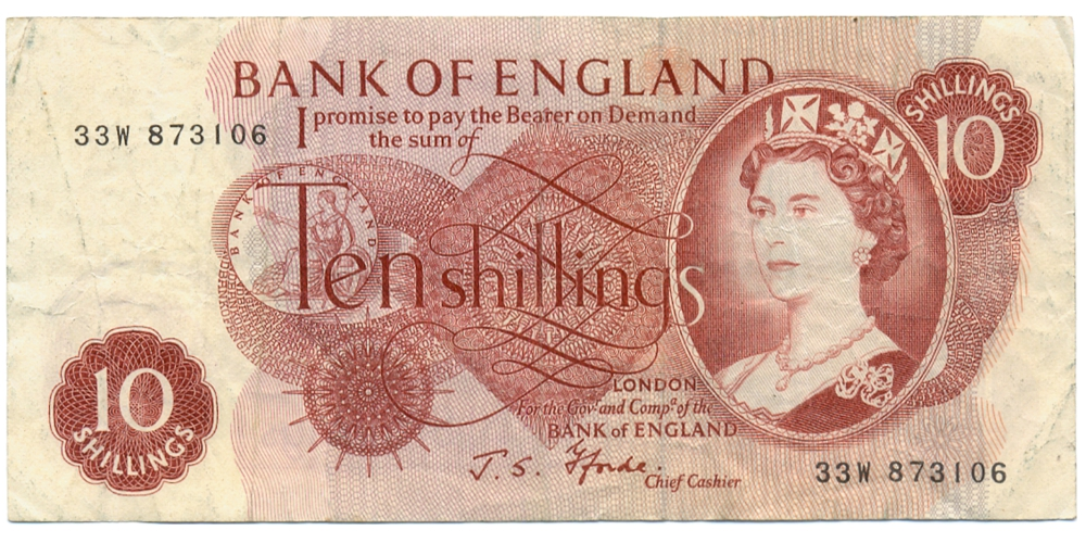 Billete Inglaterra 10 Shillings 1966-1970 Isabel II - Numisfila