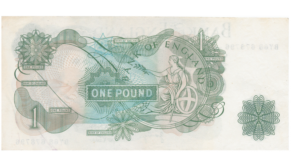 Billete Inglaterra 1 Pound 1970-1978 Reina Elizabeth II  - Numisfila