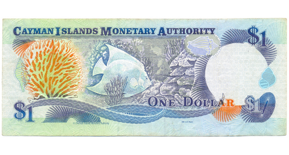 Billete Islas Caiman 1 Dolar 2003 Elizabeth II, Pez mariposa  - Numisfila