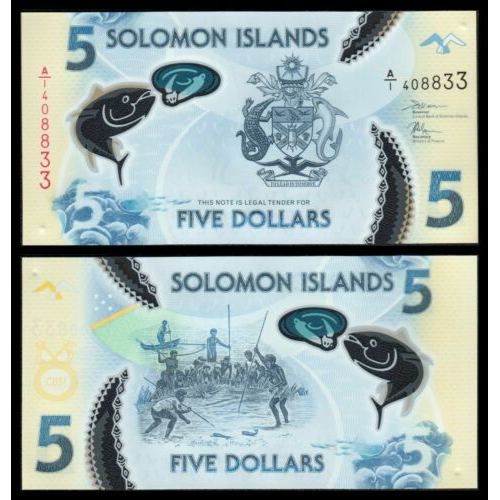 Billete Plastico Islas Salomon 5 Dolares 2022 - Numisfila