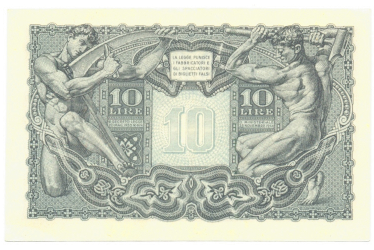 Billete Italia 10 Liras 1944 Jupiter  - Numisfila