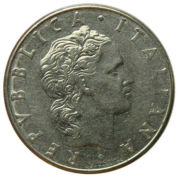 Moneda Italia 50 Lire 1955-1981 Dios Vulcano  - Numisfila