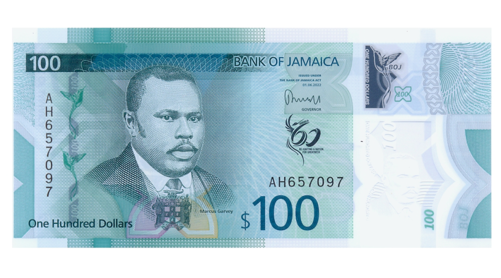Billete Plástico Jamaica 100 Dólares 2022-23 Conmemorativo  - Numisfila