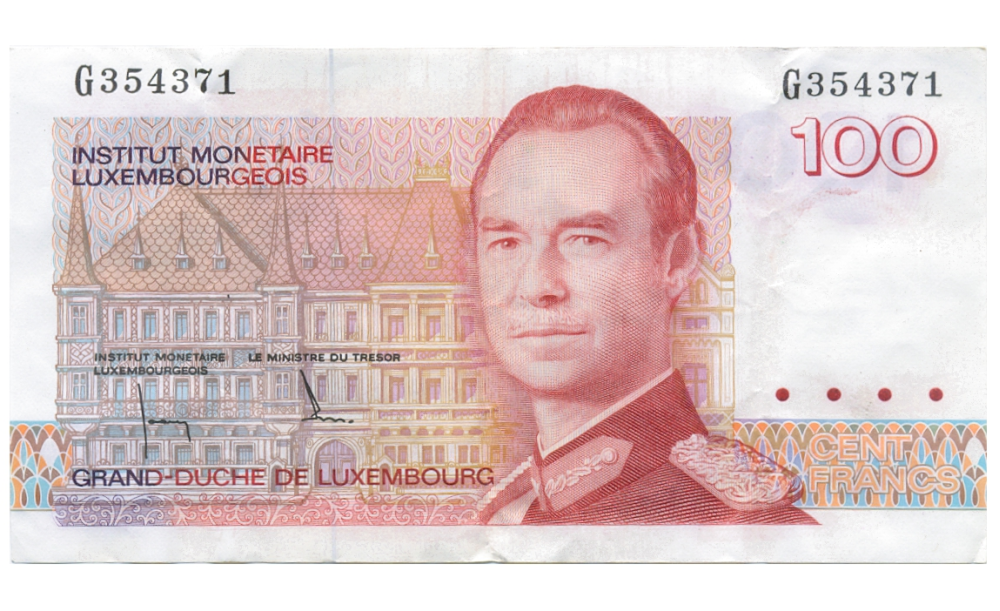 Billete Luxemburgo 100 Francs 1980 Gran Duque Juan - Numisfila