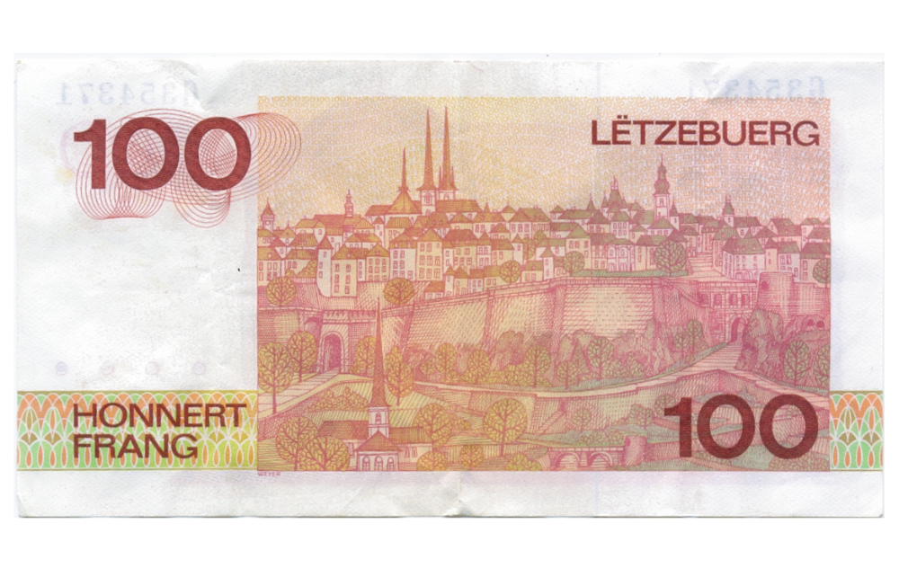 Billete Luxemburgo 100 Francs 1980 Gran Duque Juan  - Numisfila