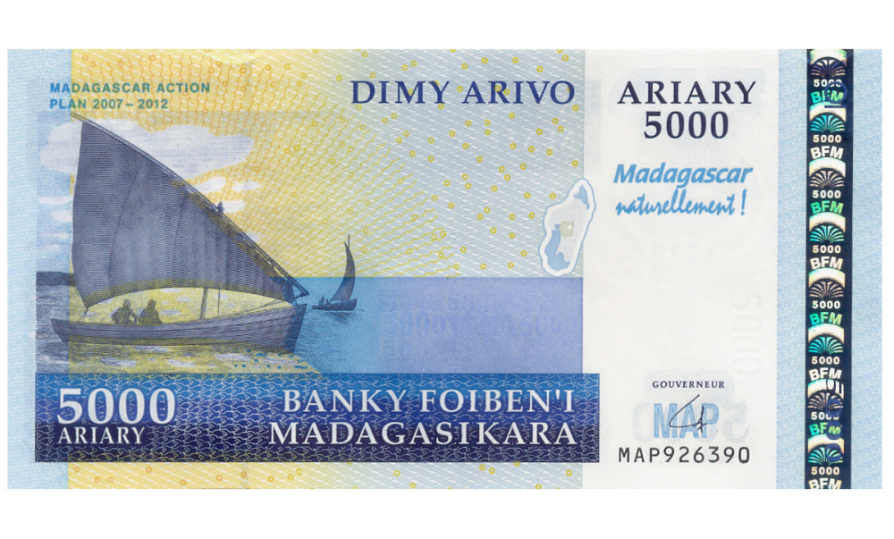 Billete Madagascar 5000 Ariary  2008 Conmemorativo  - Numisfila