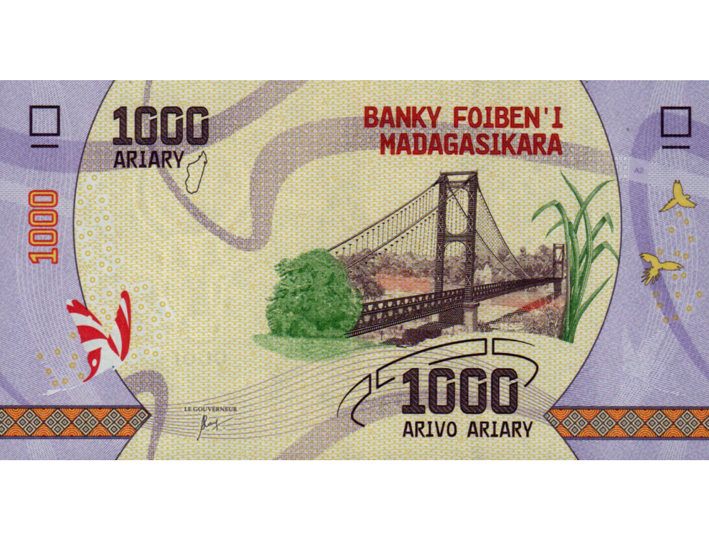 Billete Madagascar 1000 Ariary 2017   - Numisfila