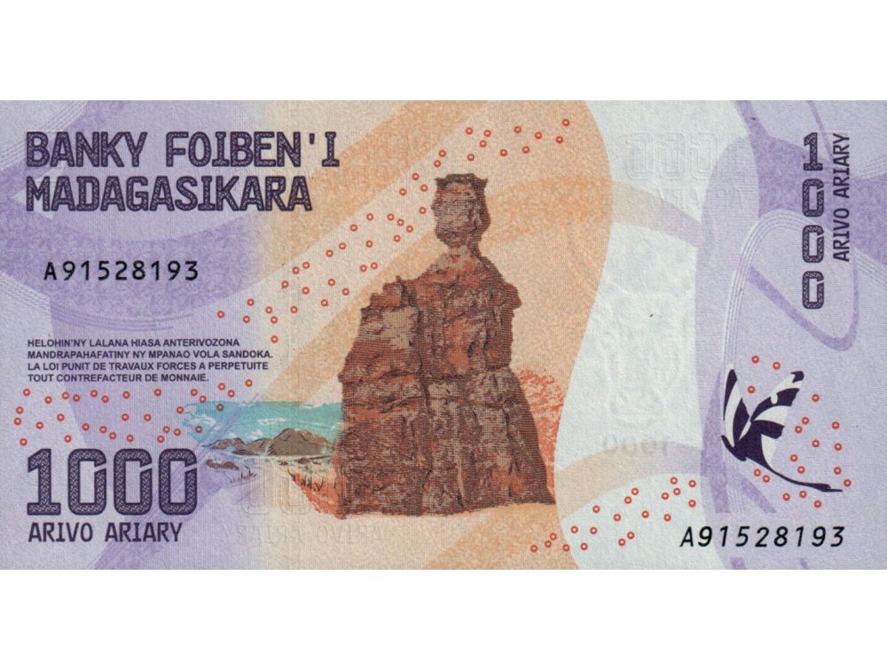 Billete Madagascar 1000 Ariary 2017   - Numisfila