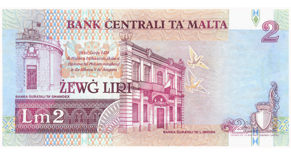 Billete Malta 2 Liri 1994-2007  - Numisfila