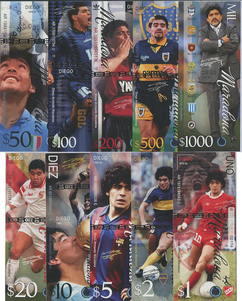 Billetes Maradona Set Completo 1976-2020  - Numisfila