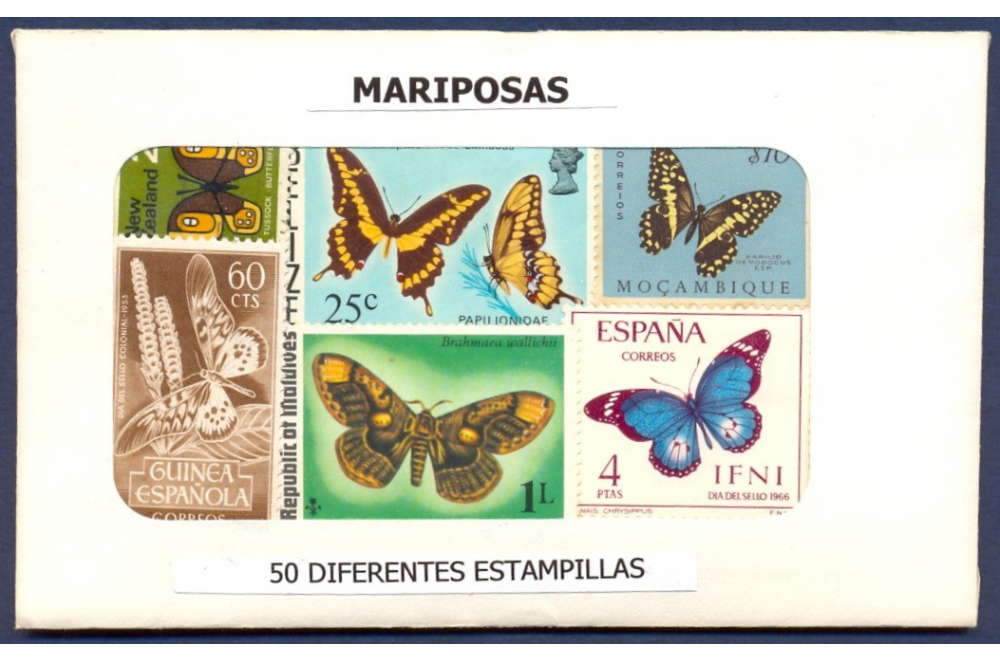 Fauna Mariposas - 50 Estampillas diferentes usadas  - Numisfila