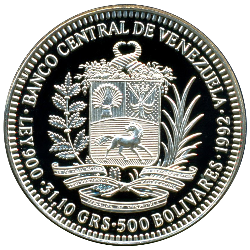 Moneda Batalla Matasiete 500 Bolívares 1992  - Numisfila