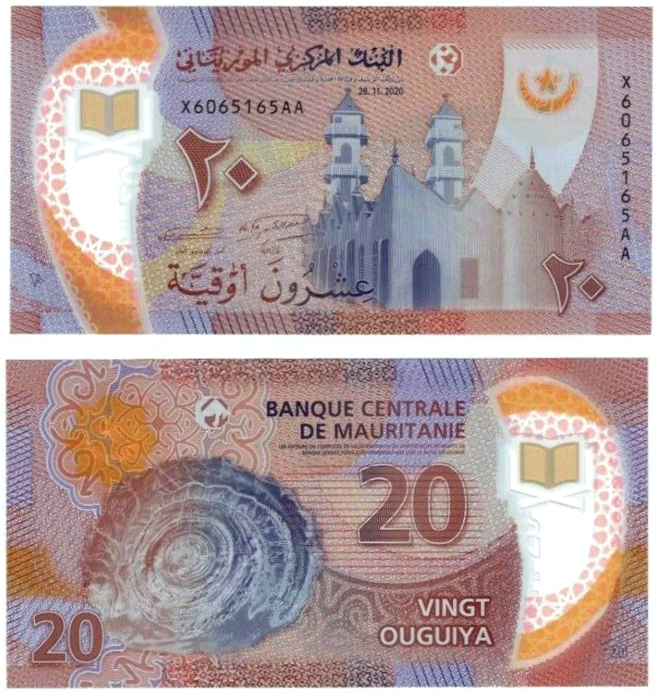 Billete Plástico Mauritania 20 Ouguiya 2020-2021  - Numisfila