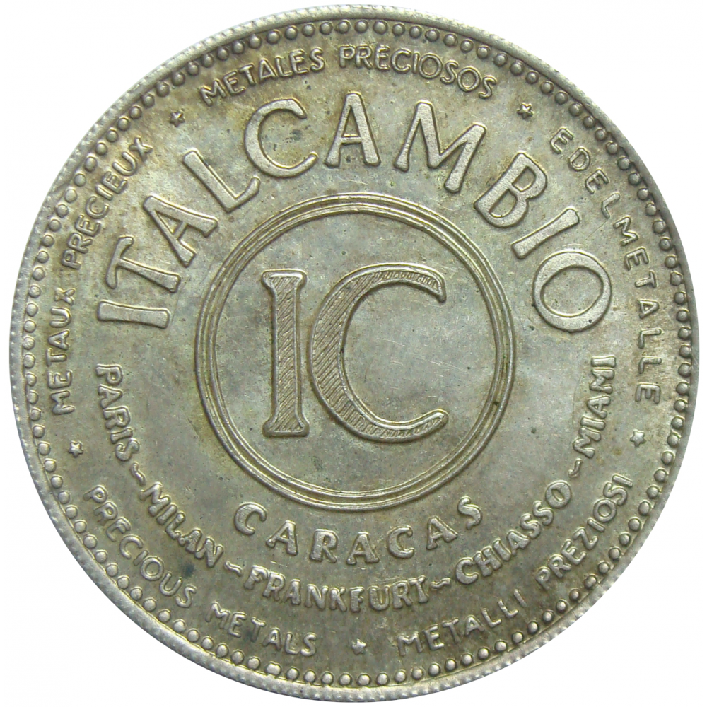 Ficha de Plata Vale 5 Bs. 1973 Italcambio - Numisfila