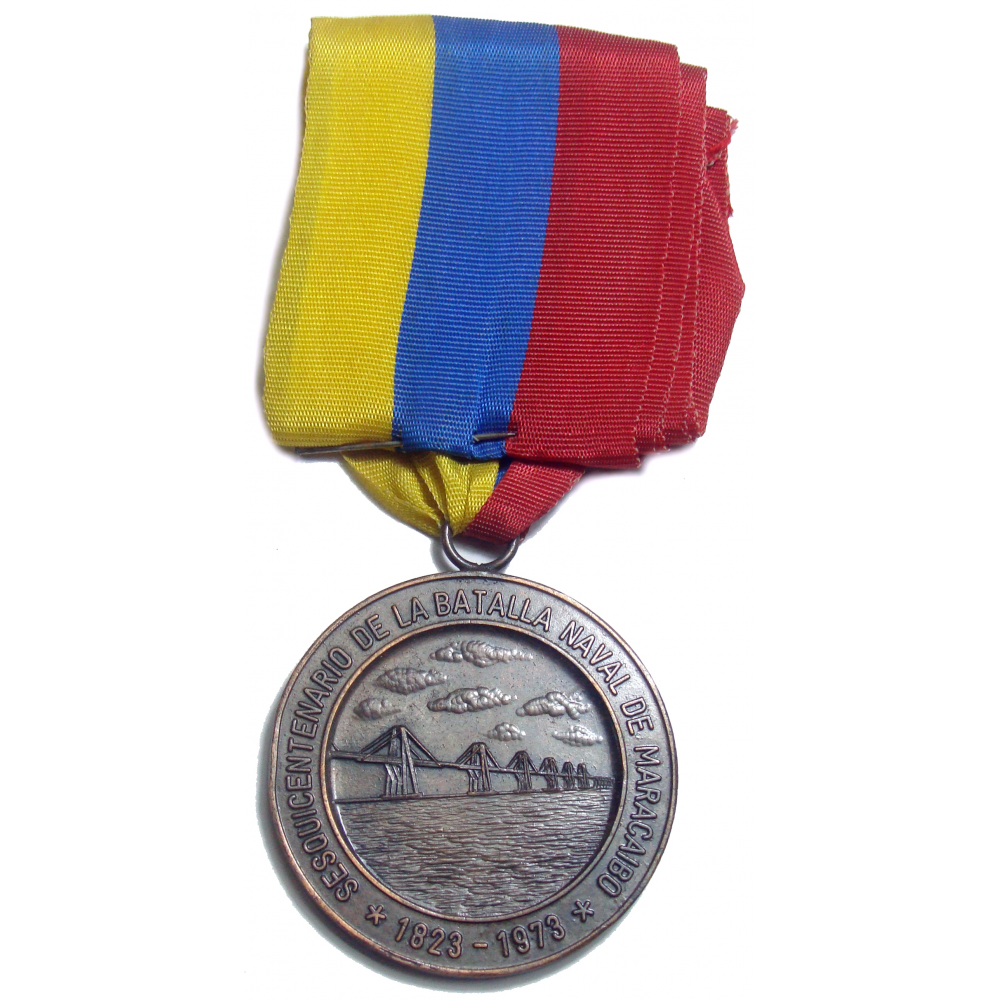 Medalla 150 Años Batalla Naval Maracaibo 1973 - Numisfila