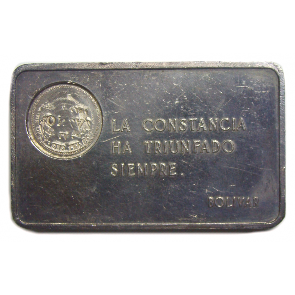 Lingote Plata Pura Bolívar Pensamientos, Italcambio - Numisfila