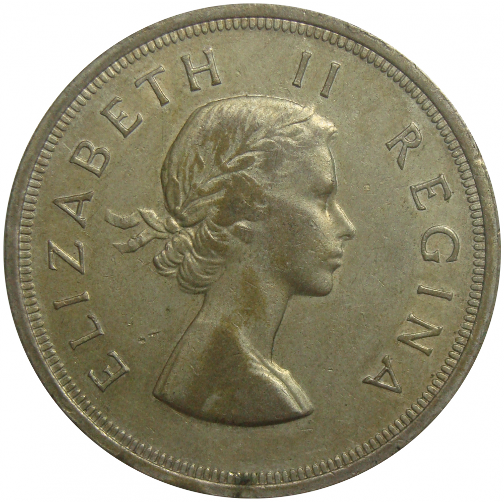 Moneda de Plata Sudáfrica 5 Shillings 1958 Isabel II  - Numisfila