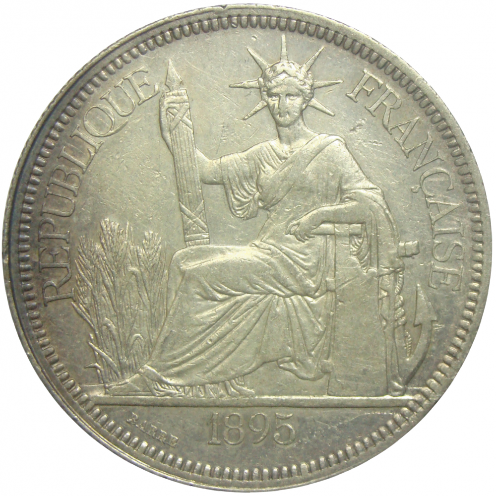 Moneda Plata Indochina Francesa 1 Piastre 1895  - Numisfila