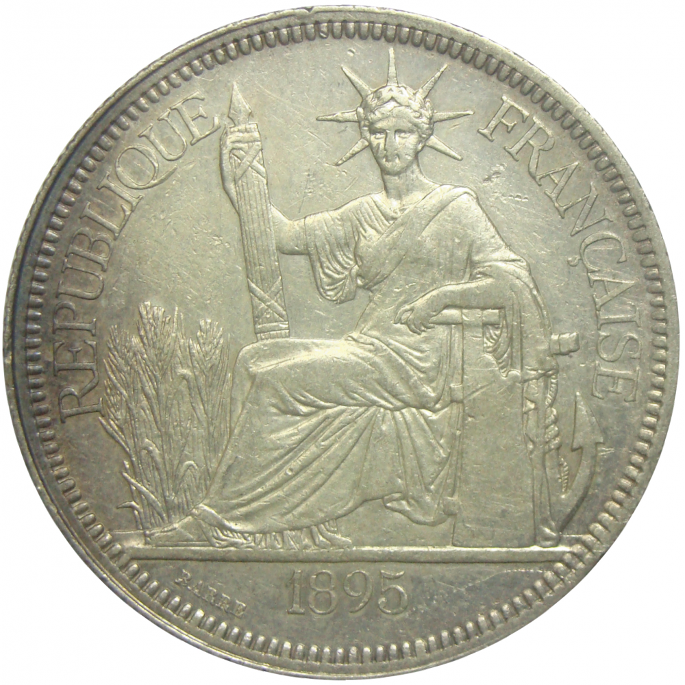 Moneda Plata Indochina Francesa 1 Piastre 1895 - Numisfila