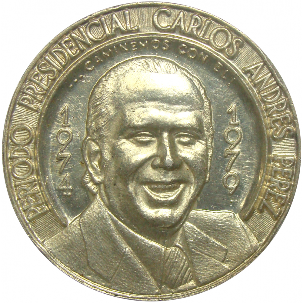 Medalla Plata Nacionalizacion Petroleo Carlos A Perez 1976 - Numisfila