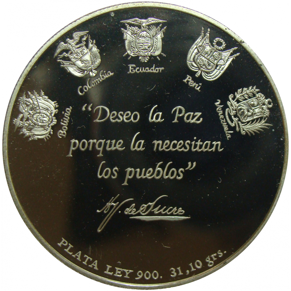 Medalla Oficial BCV Antonio Jose De Sucre 1995  - Numisfila
