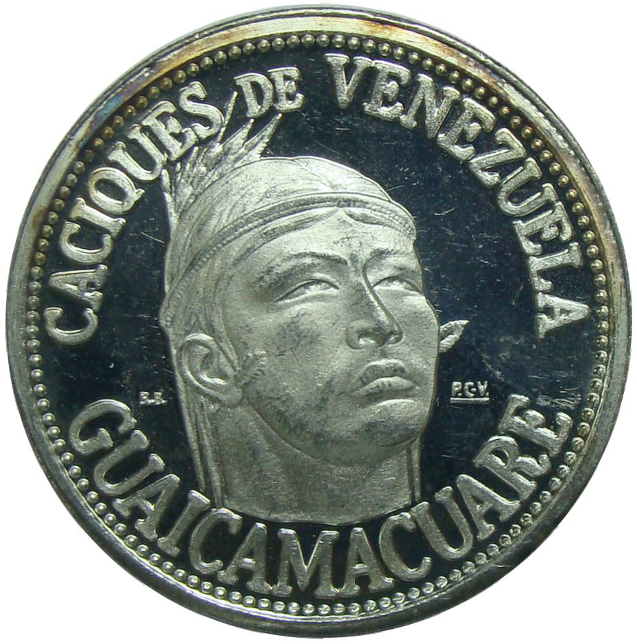 Guaicamacuare Medalla Plata Caciques Venezuela Italcambio  - Numisfila