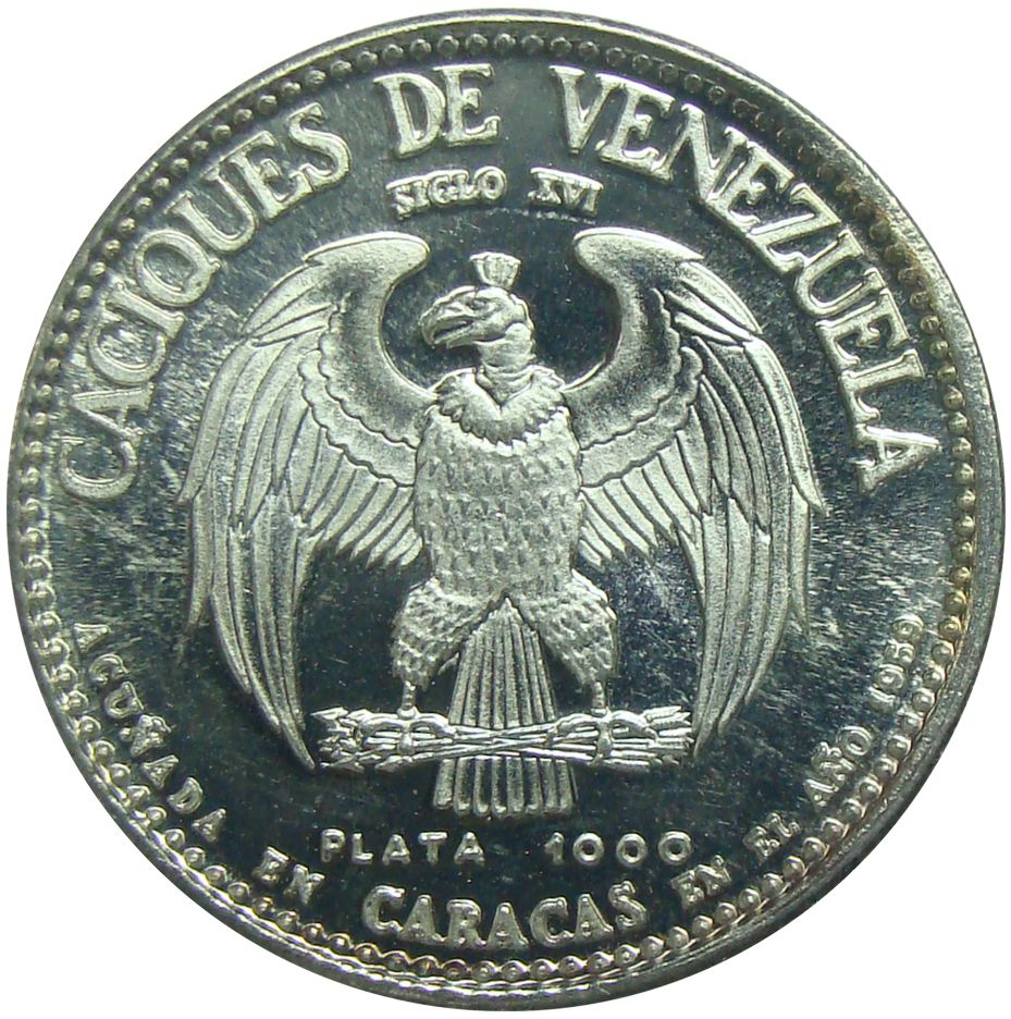 Guaicamacuare Medalla Plata Caciques Venezuela Italcambio  - Numisfila