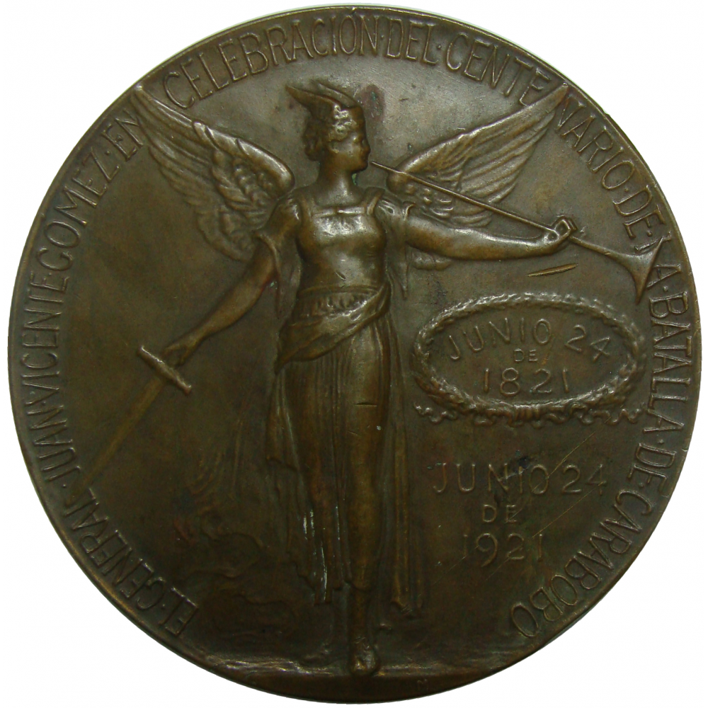 Gran Medalla Centenario Batalla Carabobo 1921 Simón Bolívar  - Numisfila