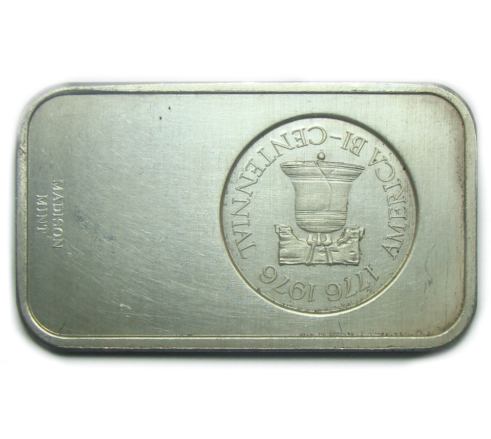 Bisonte Americano Lingote 1 Onza de Plata Pura E.E.U.U. Bicentenario 1776-1976  - Numisfila