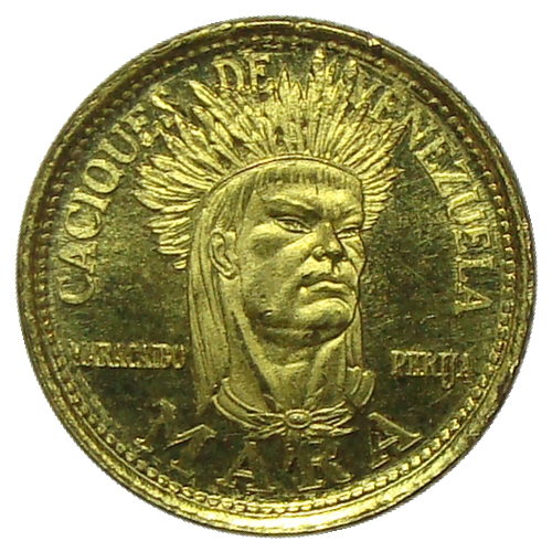 Medalla Oro Mara 1 Dinero Caciques de Venezuela - Numisfila