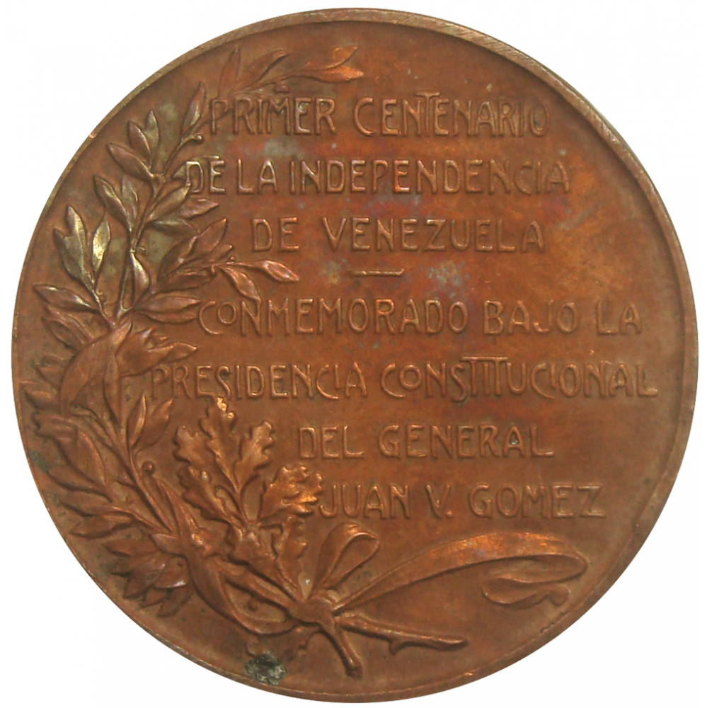 Bolívar Medalla 1er Centenario Independencia Venezuela 1911  - Numisfila