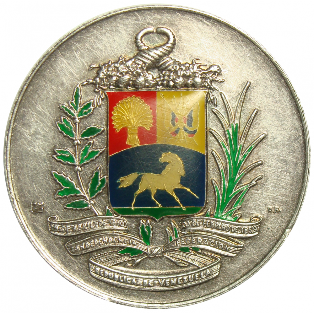 Medalla Escudo Venezuela Plata Pura Esmaltada  - Numisfila