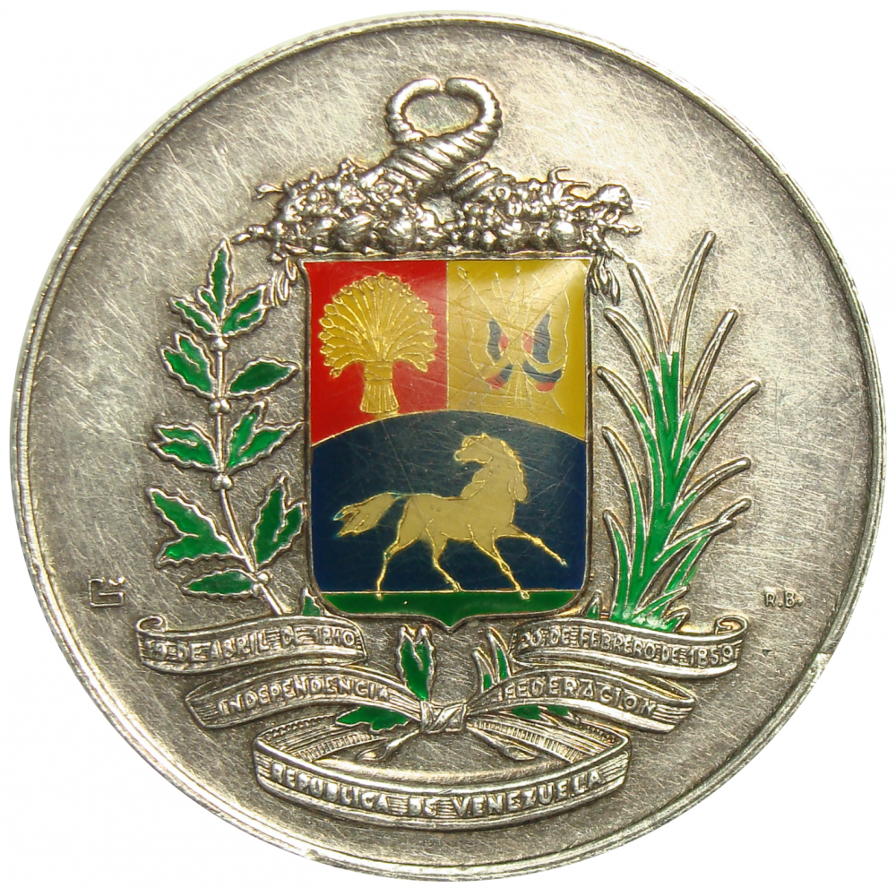 Medalla Escudo Venezuela Plata Pura Esmaltada - Numisfila
