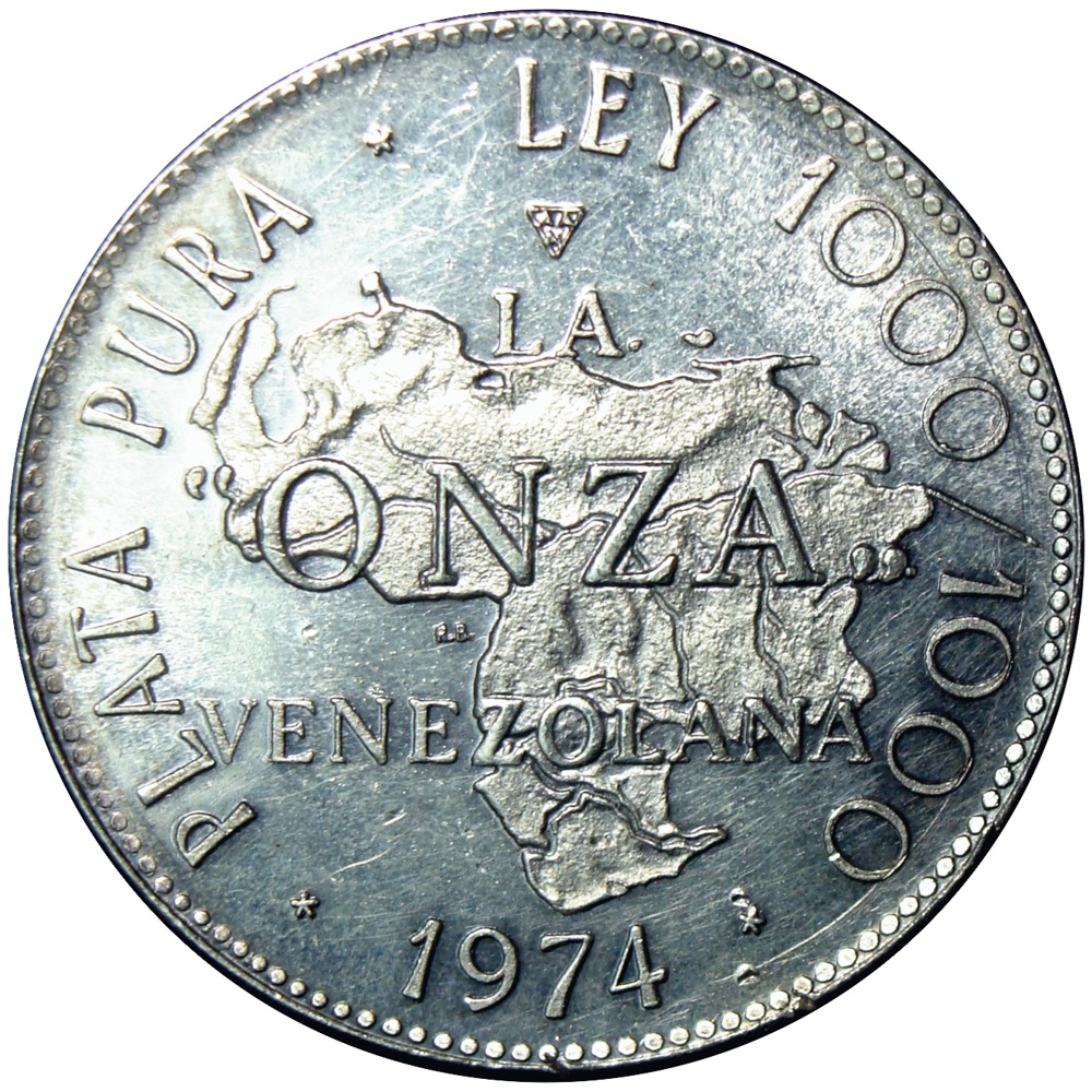 Medalla de Plata La Onza Venezolana 1974 Simón Bolívar  - Numisfila