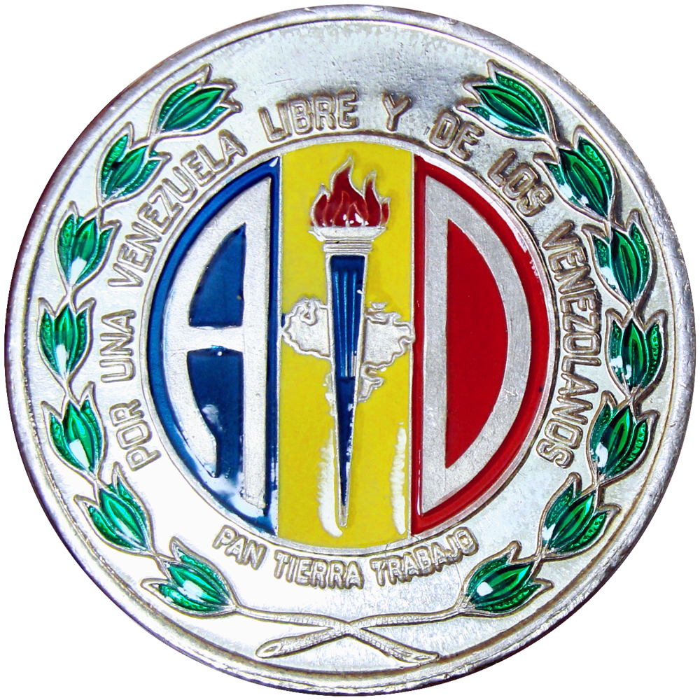 Medalla de Plata Esmaltada Acción Democratica AD Pro Construcción Sede Maracay 1976 - Numisfila