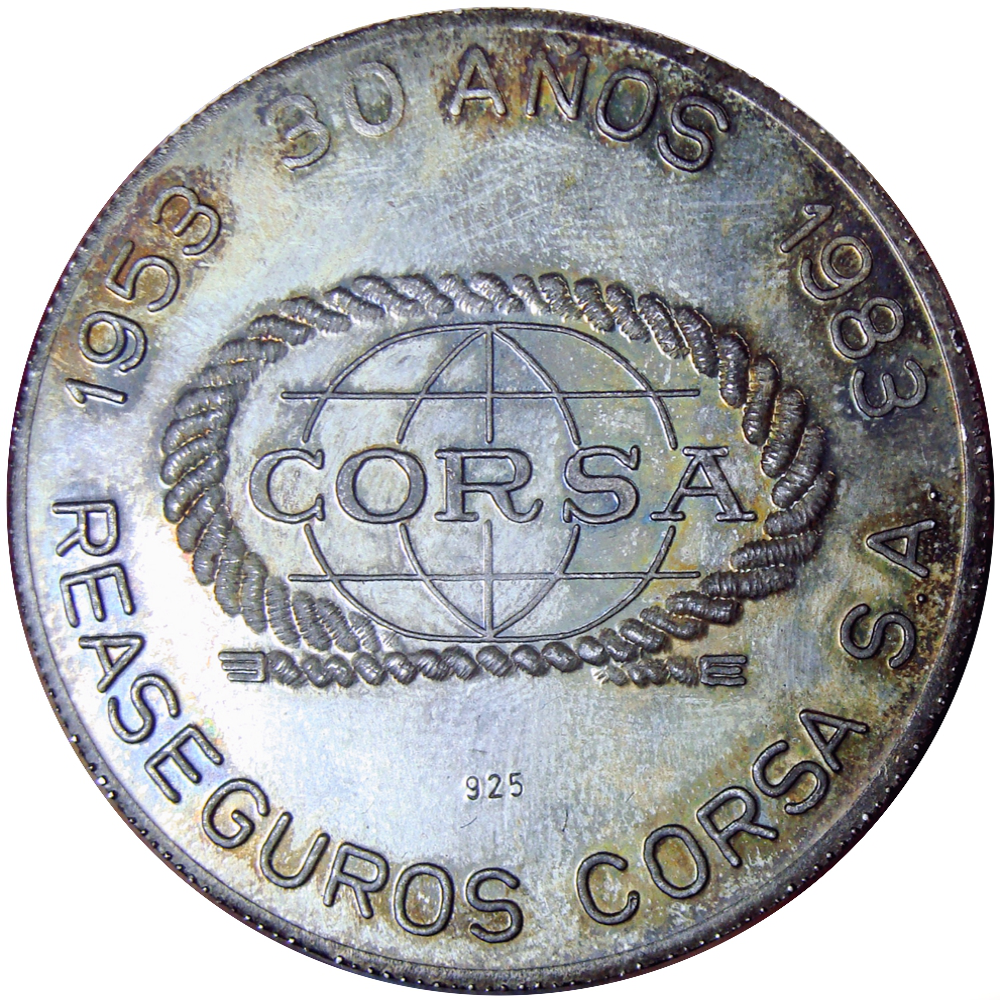 Medalla Plata Reaseguros Corsa 1983 Simon Bolivar 1983 Cambio La Guaira - Numisfila