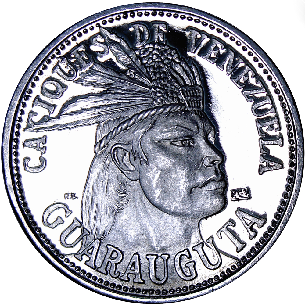 Medalla de Plata Guarauguta Caciques Venezuela 9 Dineros Italcambio - Numisfila