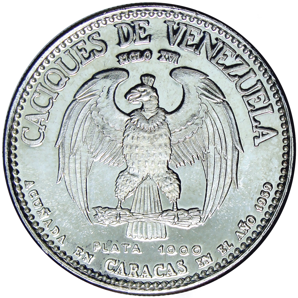 Chacao Medalla de Plata Caciques de Venezuela 9 Dineros 30 Milímetros  - Numisfila