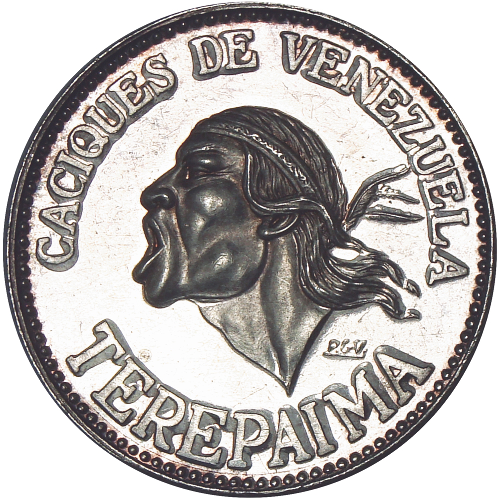 Terepaima Medalla de Plata Caciques de Venezuela 9 Dineros 30 Milímetros - Numisfila