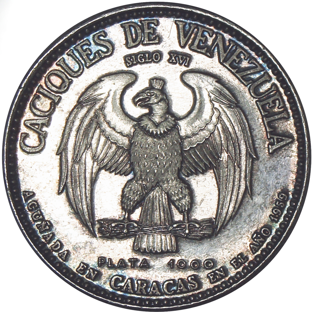 Terepaima Medalla de Plata Caciques de Venezuela 9 Dineros 30 Milímetros  - Numisfila