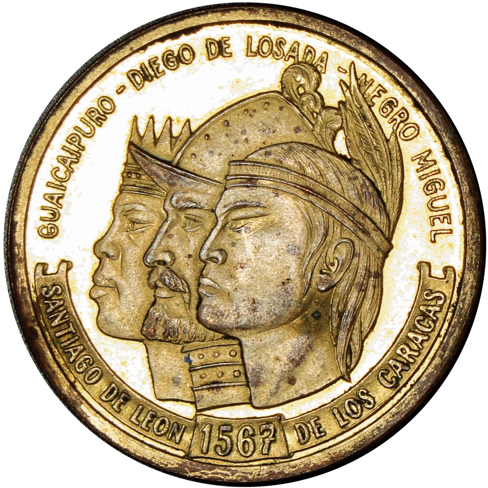 Muestra para Exhibición Medalla Caracas 1967 Guicaipuro, Diego de Losada y Negro Miguel - Numisfila