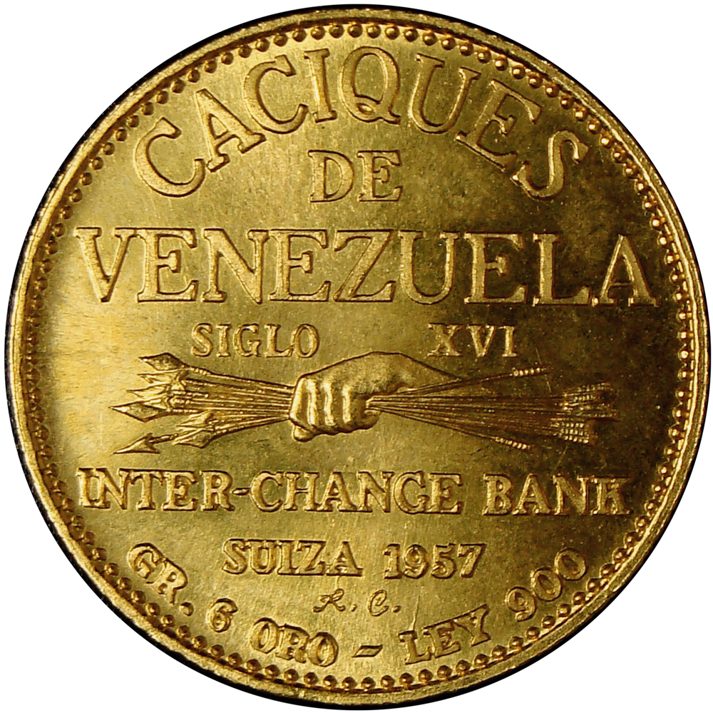 Medalla Oro Guaicaipuro 4 Dineros Caciques de Venezuela  - Numisfila