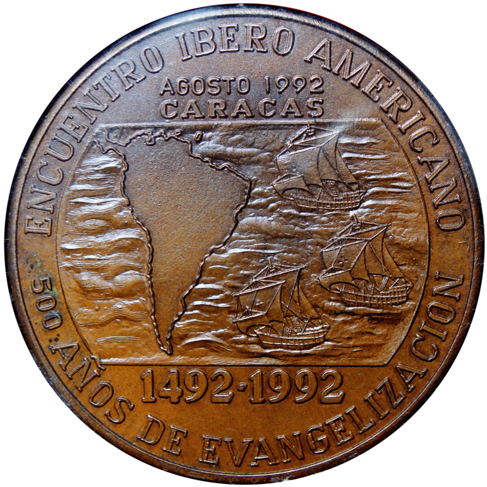 Medalla de Bronce Sociedad San Vicente de Paul 1492-1992 En Estuche  - Numisfila