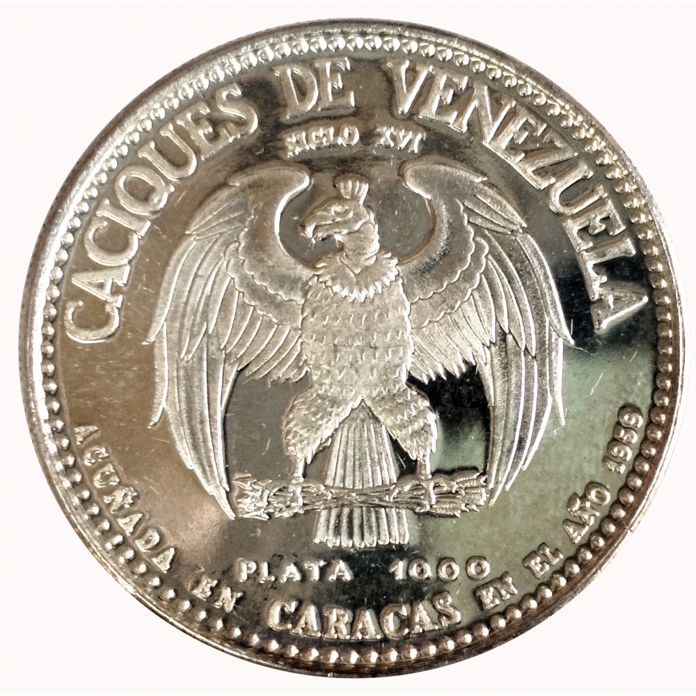 Terepaima Medalla de Plata Caciques de Venezuela 9 Dineros 30 Milímetros  - Numisfila