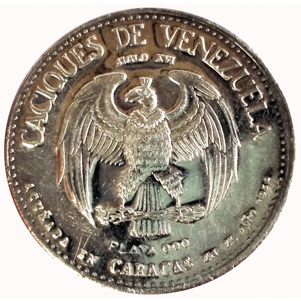 Guaicamacuare Medalla de Plata 9 Dineros Caciques Venezuela Italcambio  - Numisfila