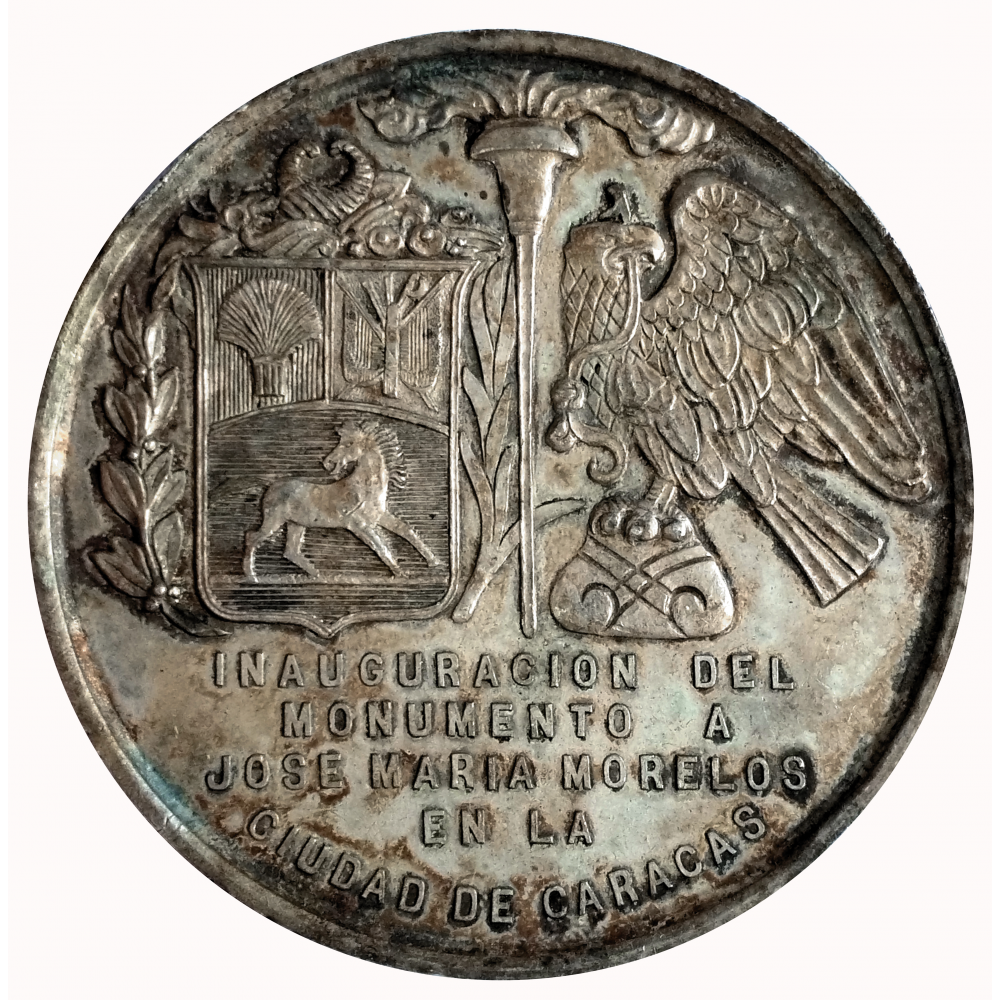 Medalla de Plata Inauguración del Monumento a Jose Maria Morelos en la Ciudad de Caracas 1951  - Numisfila