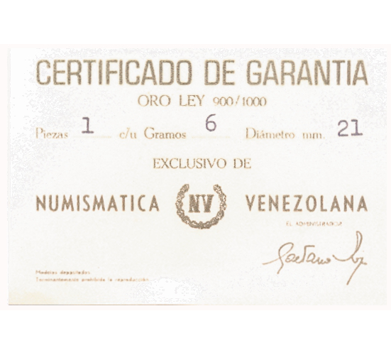 Medalla de Oro José Antonio Páez en Estuche Presidentes Venezuela 4 Dineros - 6 Gramos  - Numisfila