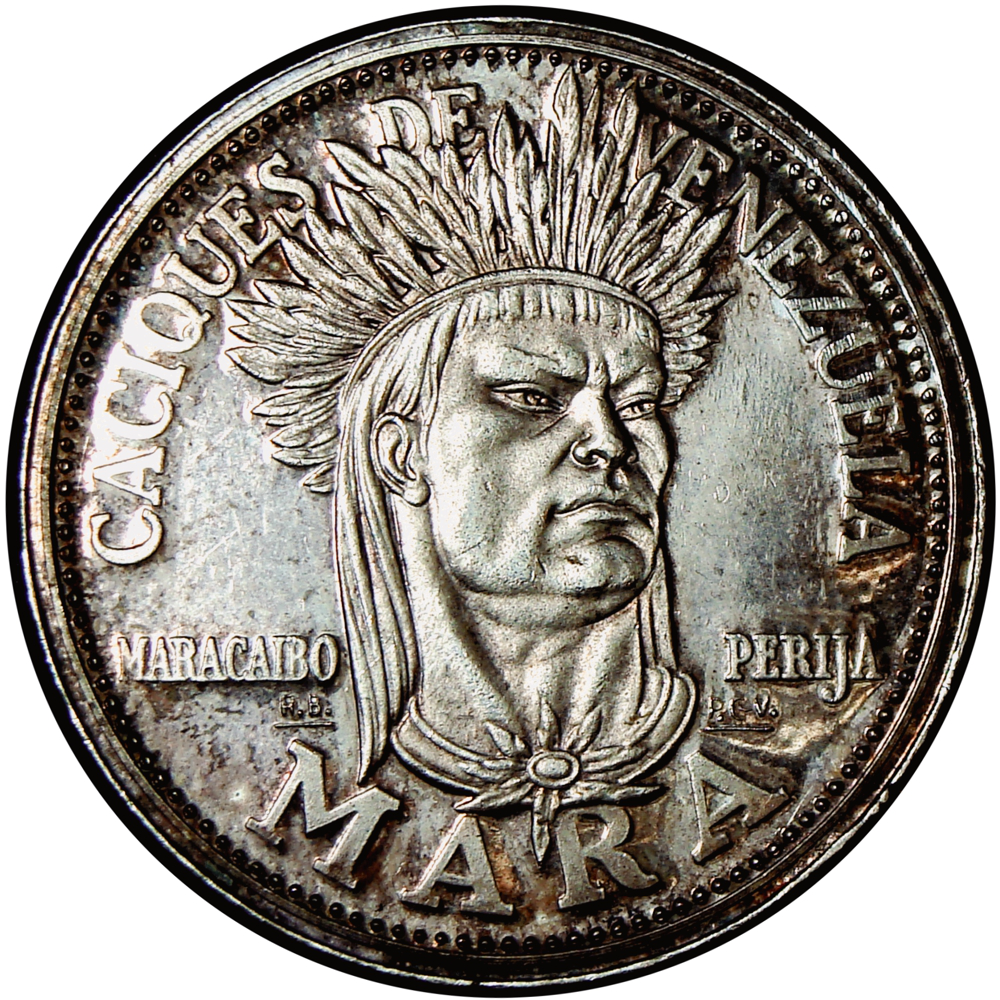 Medalla de Plata Mara Caciques de Venezuela 6 Dineros 26 mm - Numisfila