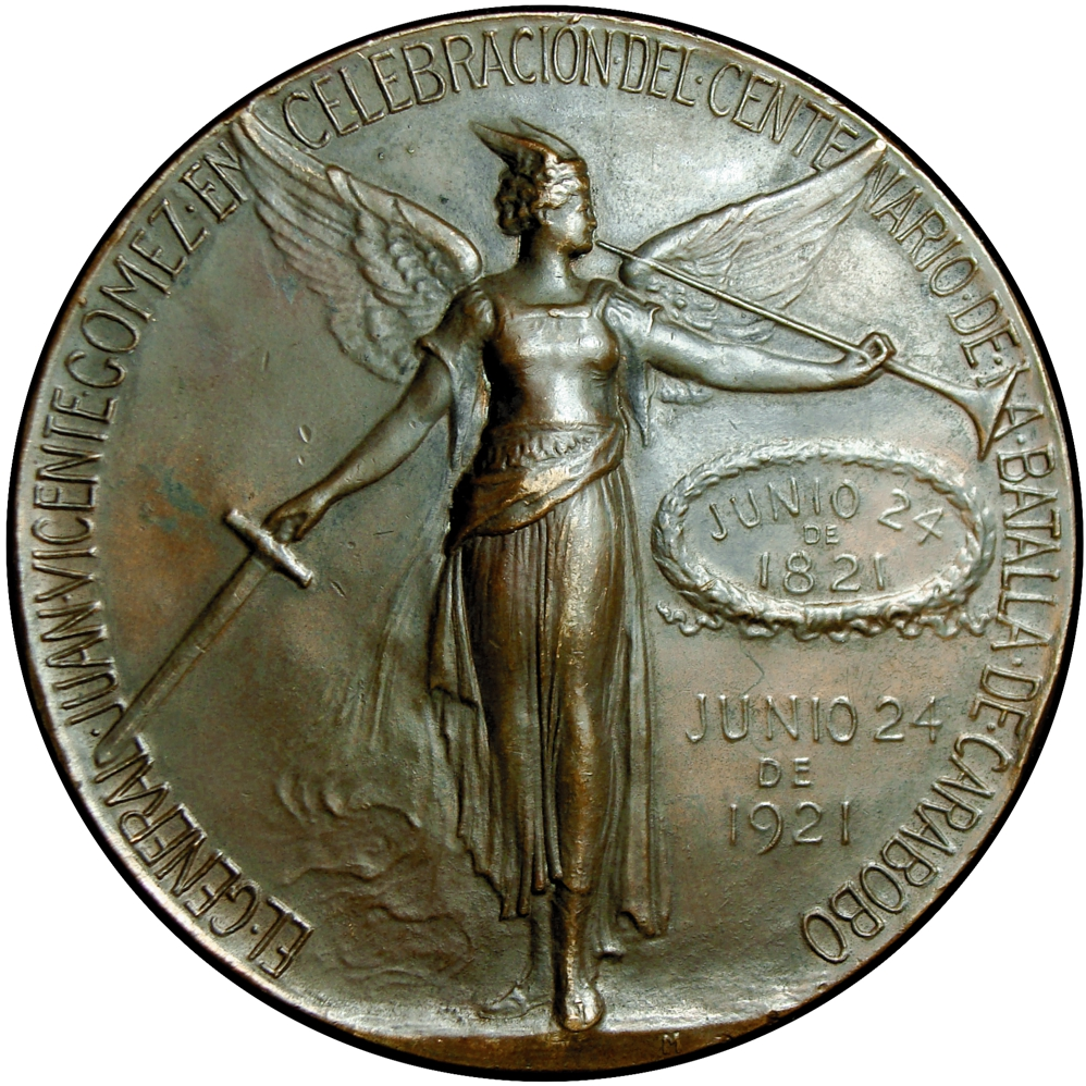 Gran Medalla Centenario Batalla Carabobo 1921 Simón Bolívar  - Numisfila