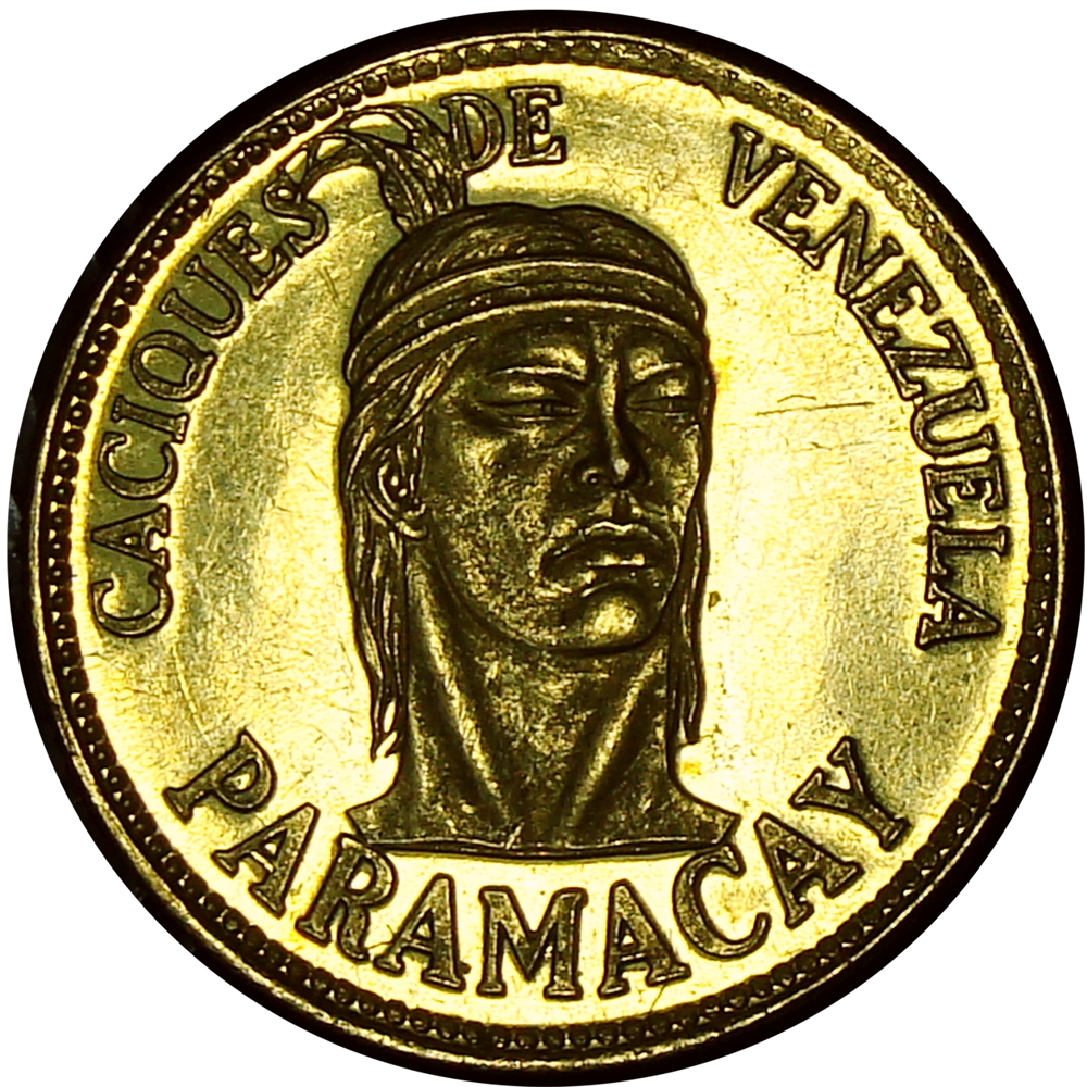 Medalla de Oro Paramacay 2 Dineros 3 Gramos Caciques de Venezuela  - Numisfila